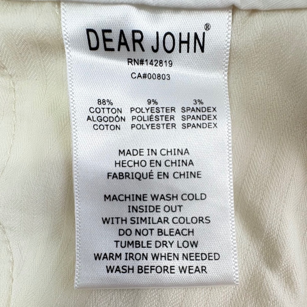 Dear John Women 31 Ivory Chino Trousers Straight Leg Stretch Coastal Minimal - Picture 8 of 8